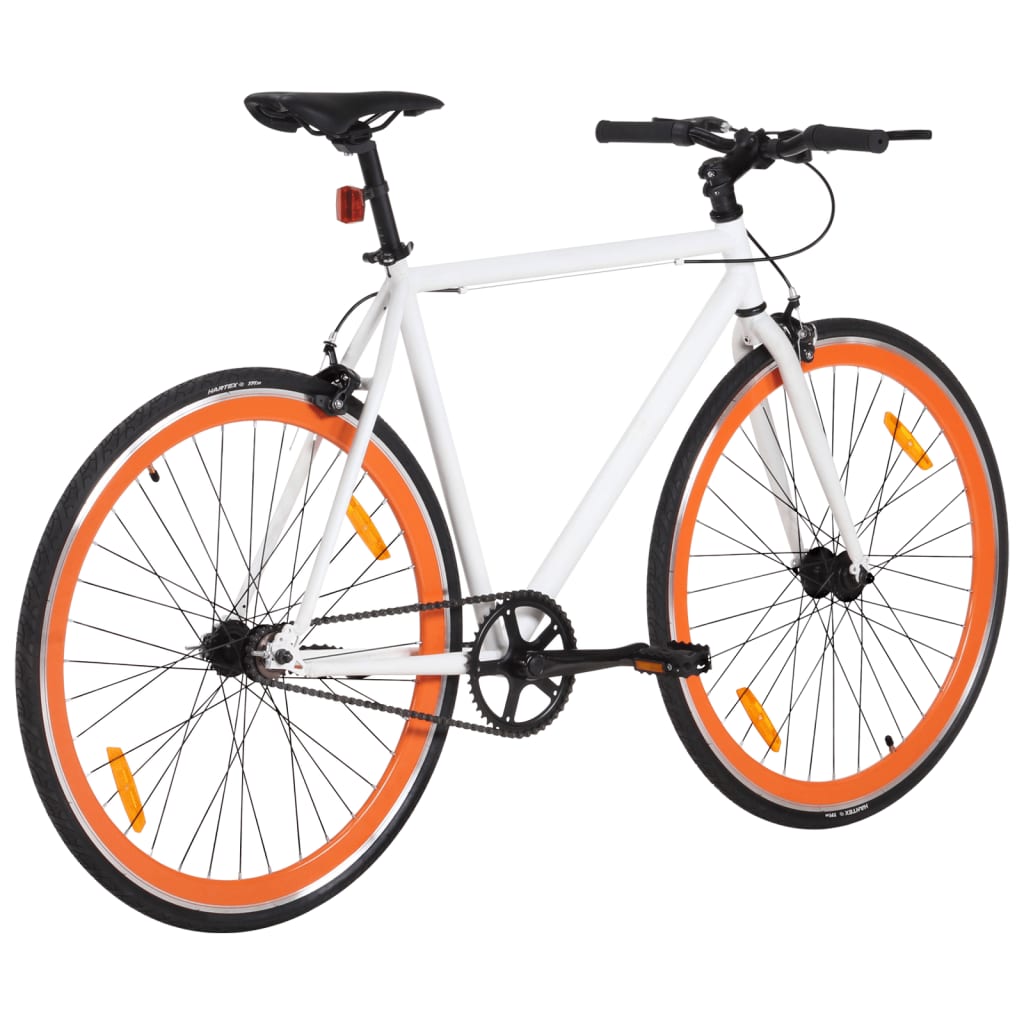 vidaXL Fixed Gear Bike White and Orange 700c 59 cm