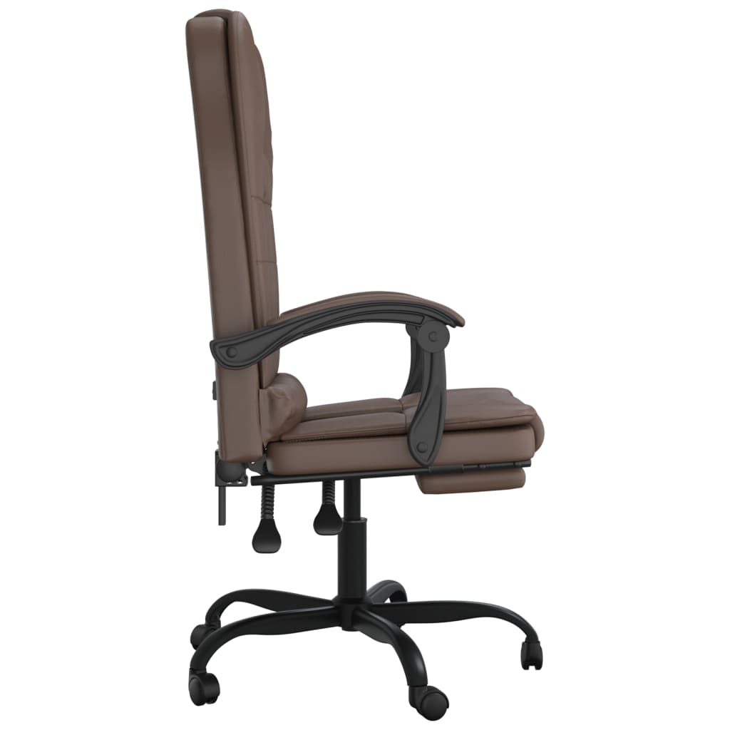vidaXL Massage Reclining Office Chair Brown Faux Leather