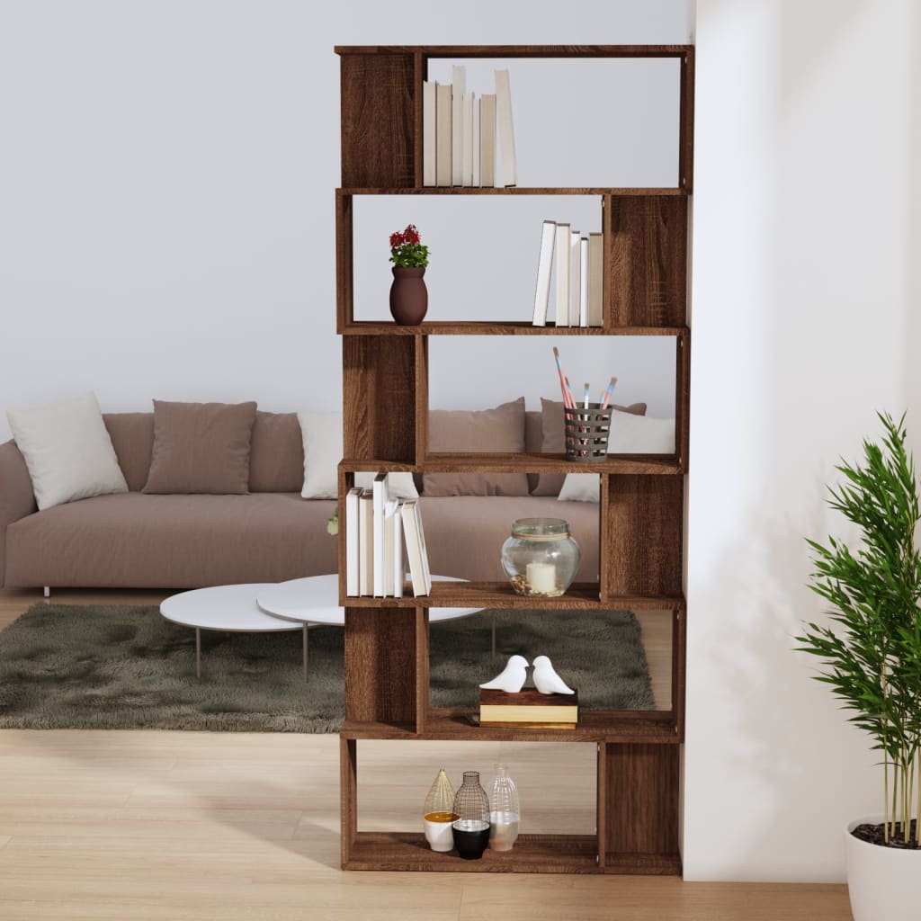 vidaXL Book Cabinet/Room Divider Brown Oak 80x24x192 cm Engineered Wood