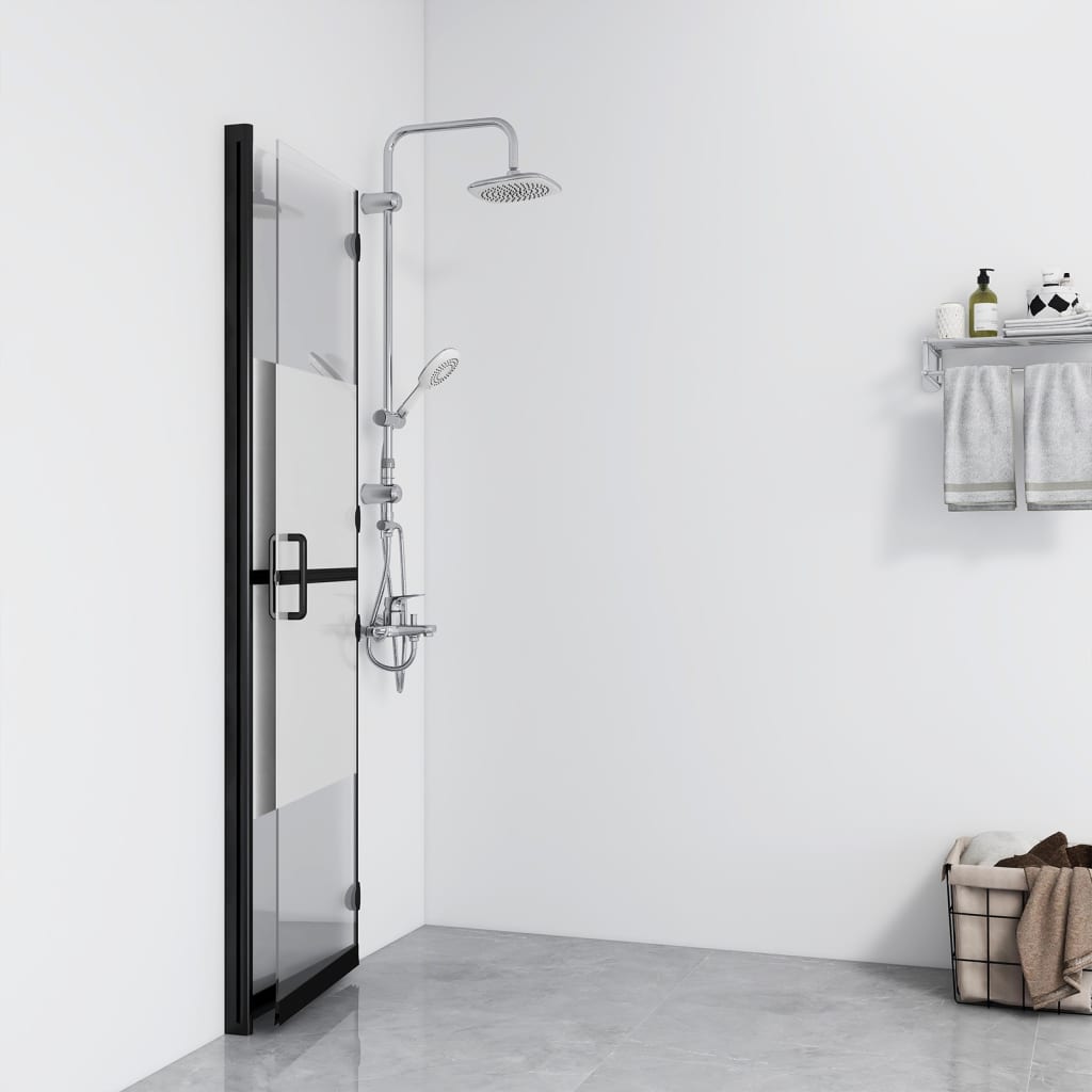 vidaXL Foldable Walk-in Shower Wall Half Frosted ESG Glass 80x190 cm