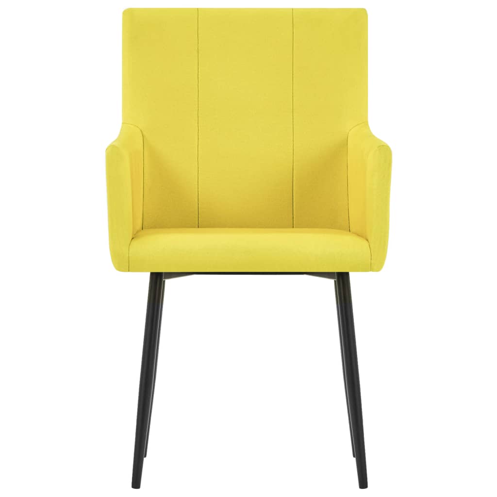 vidaXL Dining Chairs with Armrests 4 pcs Yellow Fabric