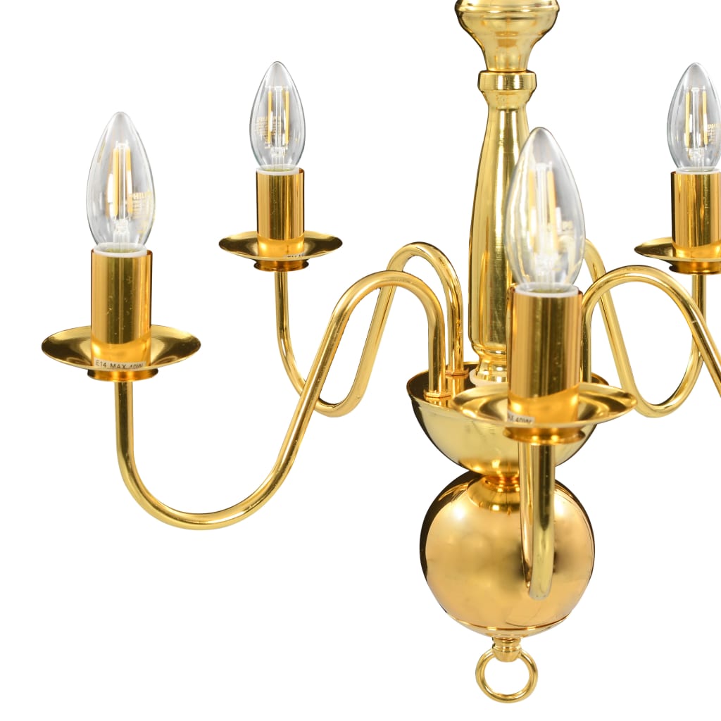 vidaXL Chandelier Golden 5 x E14 Bulbs