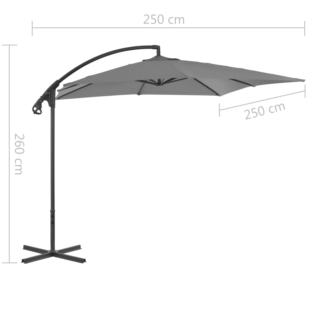 vidaXL Cantilever Umbrella with Steel Pole 250x250 cm Anthracite