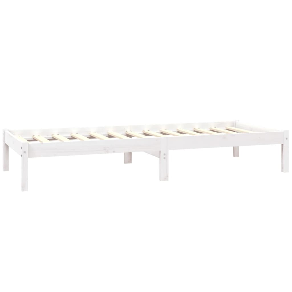 vidaXL Bed Frame White Solid Wood Pine 75x190 cm Small Single