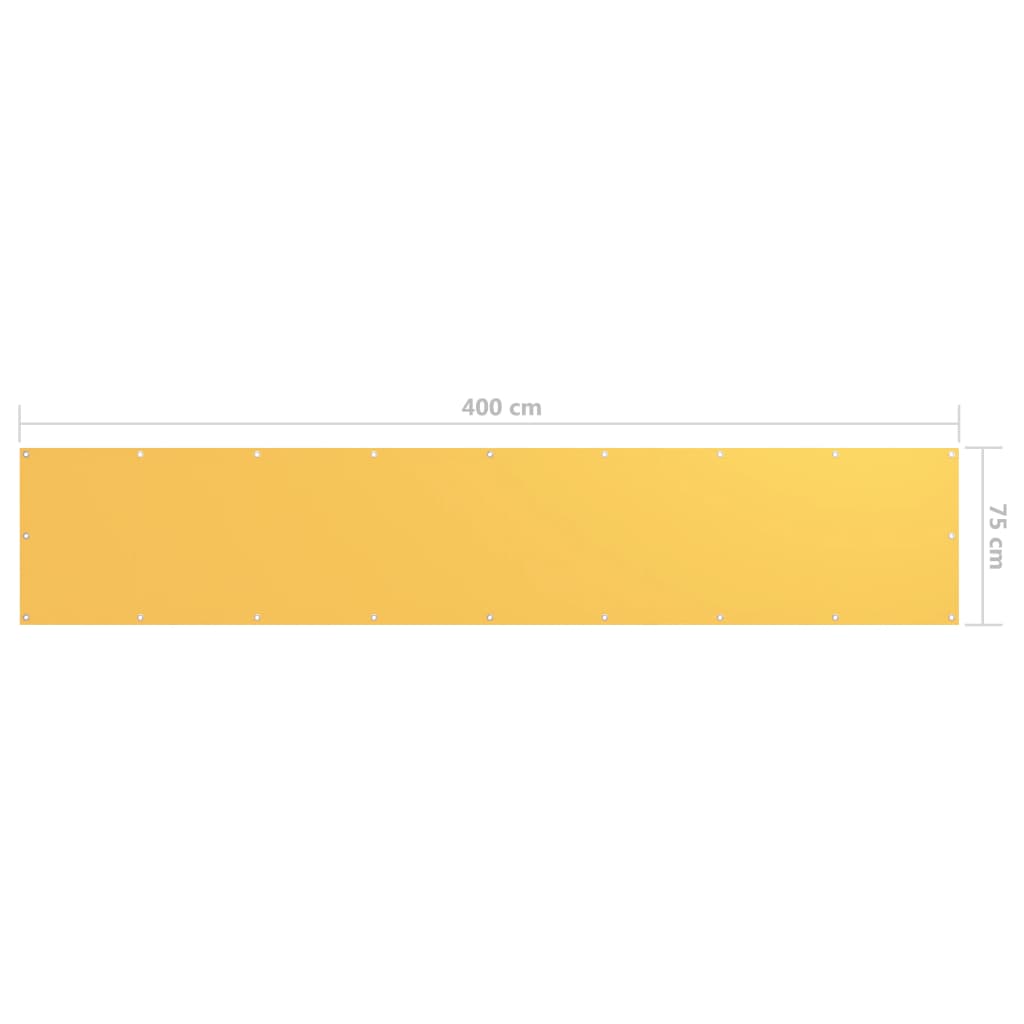 vidaXL Balcony Screen Yellow 75x400 cm Oxford Fabric