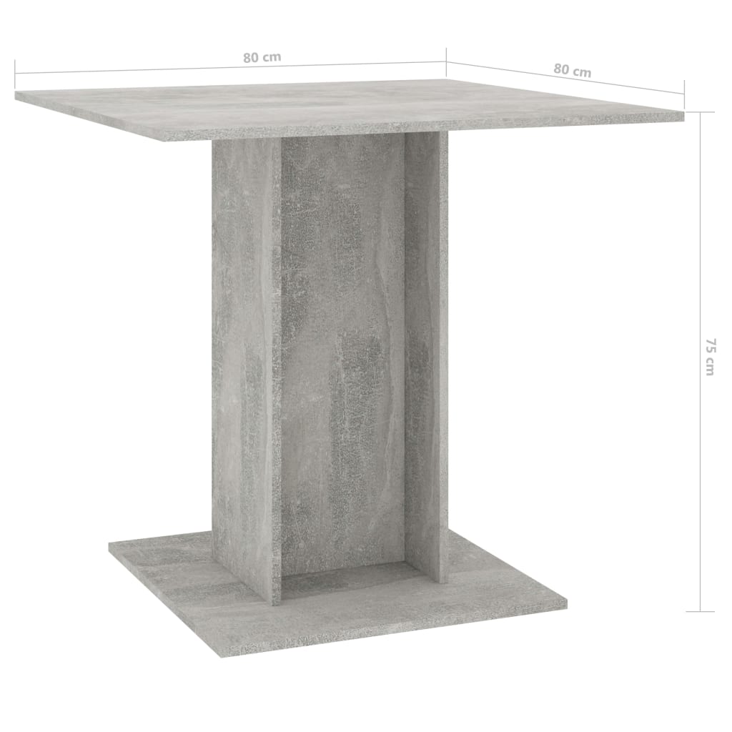 vidaXL Dining Table Concrete Grey 80x80x75 cm Engineered Wood