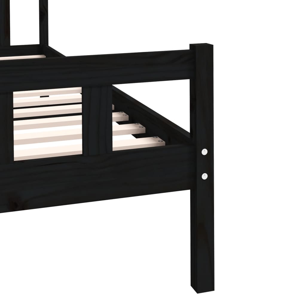 vidaXL Bed Frame Black Solid Wood 100x200 cm