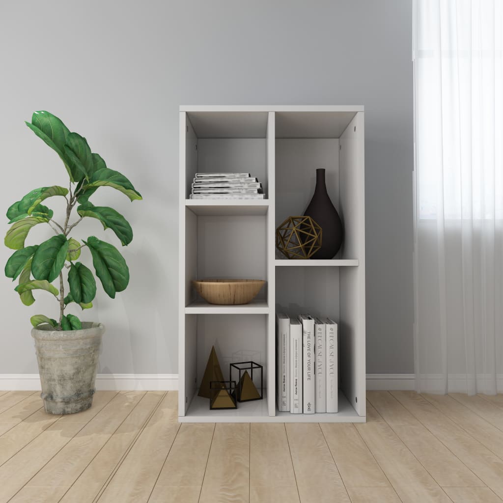 vidaXL Book Cabinet/Sideboard High Gloss White 50x25x80 cm Engineered Wood