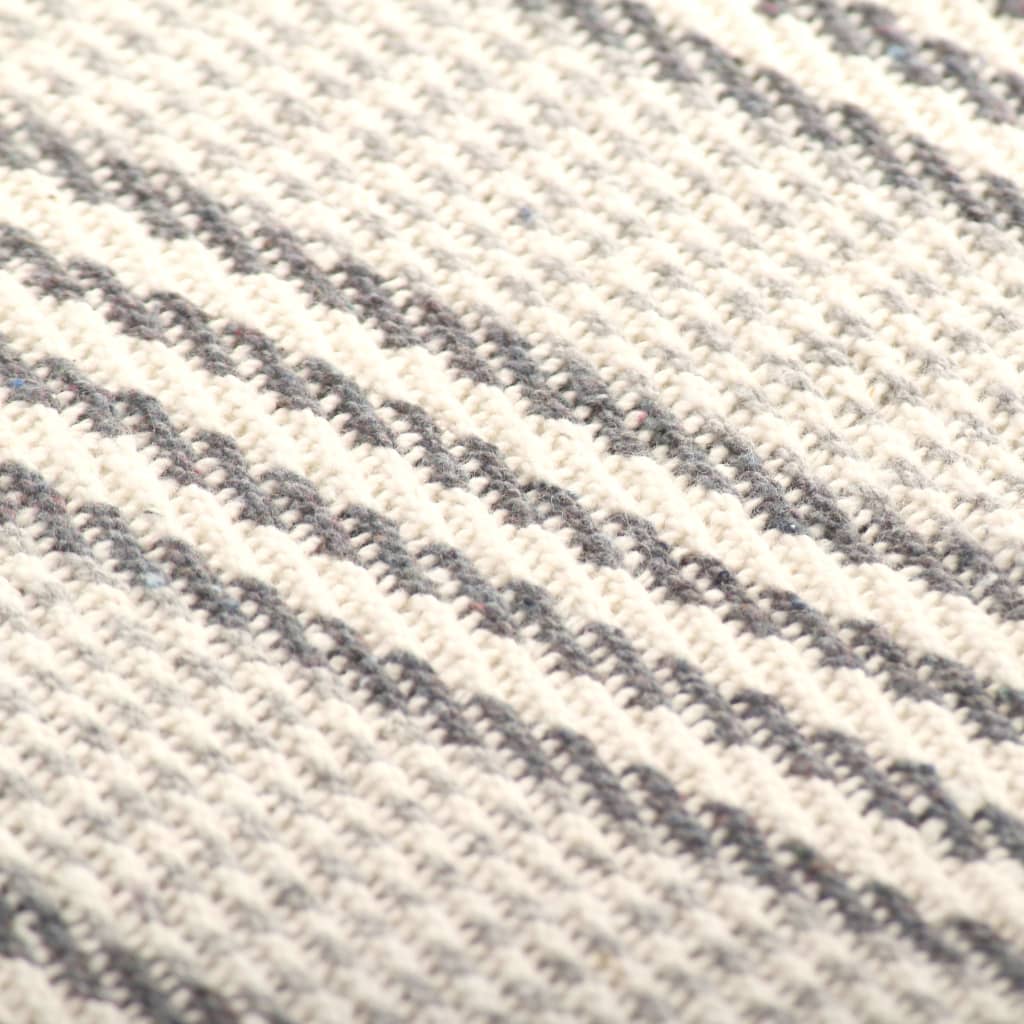 vidaXL Throw Cotton Stripes 160x210 cm Grey and White