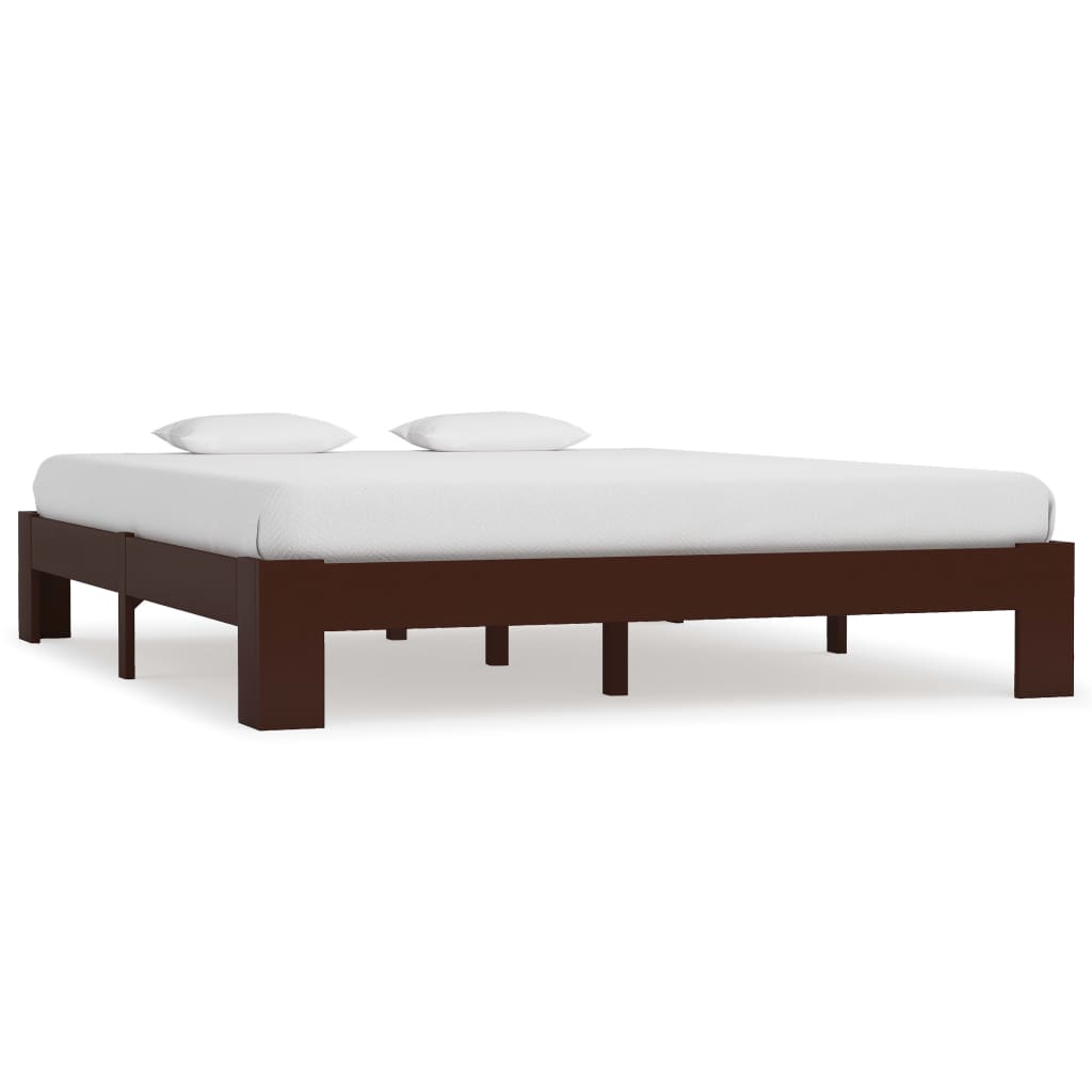 vidaXL Bed Frame Dark Brown Solid Pine Wood 180x200 cm Super King