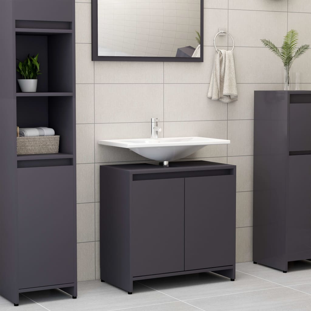 vidaXL Bathroom Cabinet Grey 60x33x61 cm Chipboard