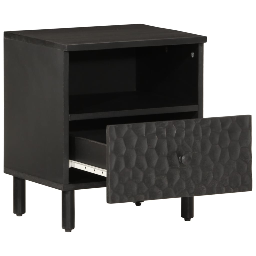 vidaXL Bedside Cabinet Black 40x33x46 cm Solid Wood Mango