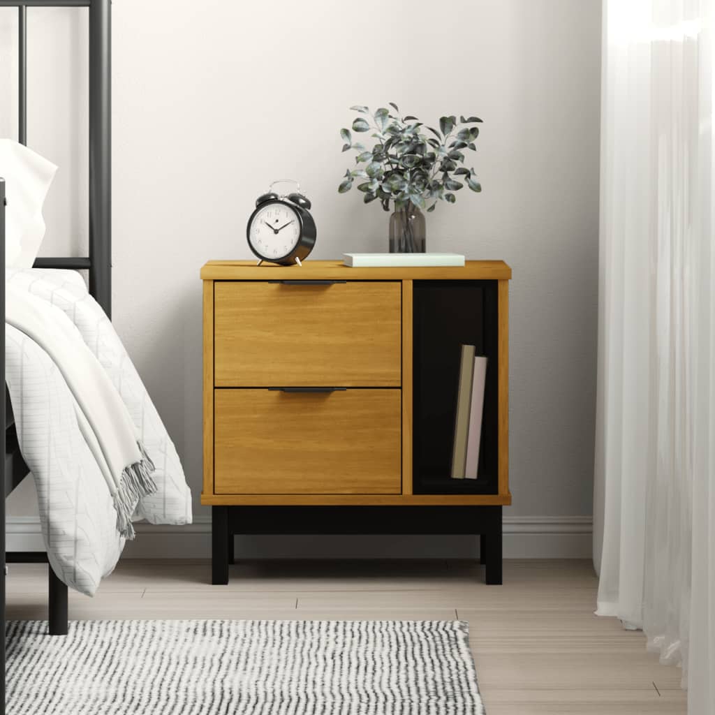vidaXL Bedside Cabinet "FLAM" 49x35x50 cm Solid Wood Pine