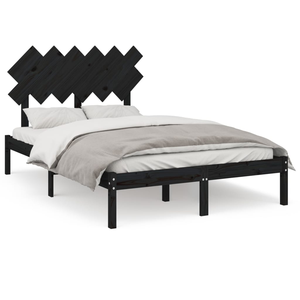 vidaXL Bed Frame Black 120x200 cm Solid Wood