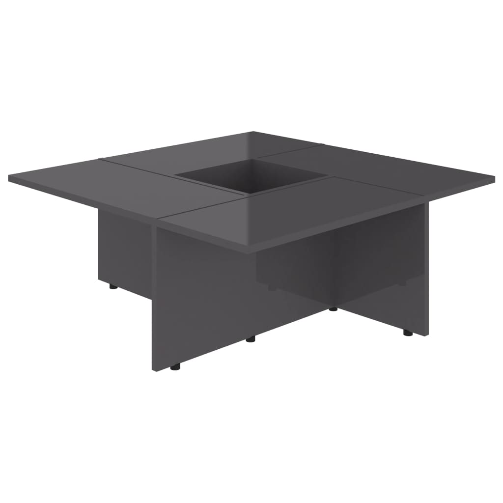 vidaXL Coffee Table High Gloss Grey 79.5x79.5x30 cm Chipboard