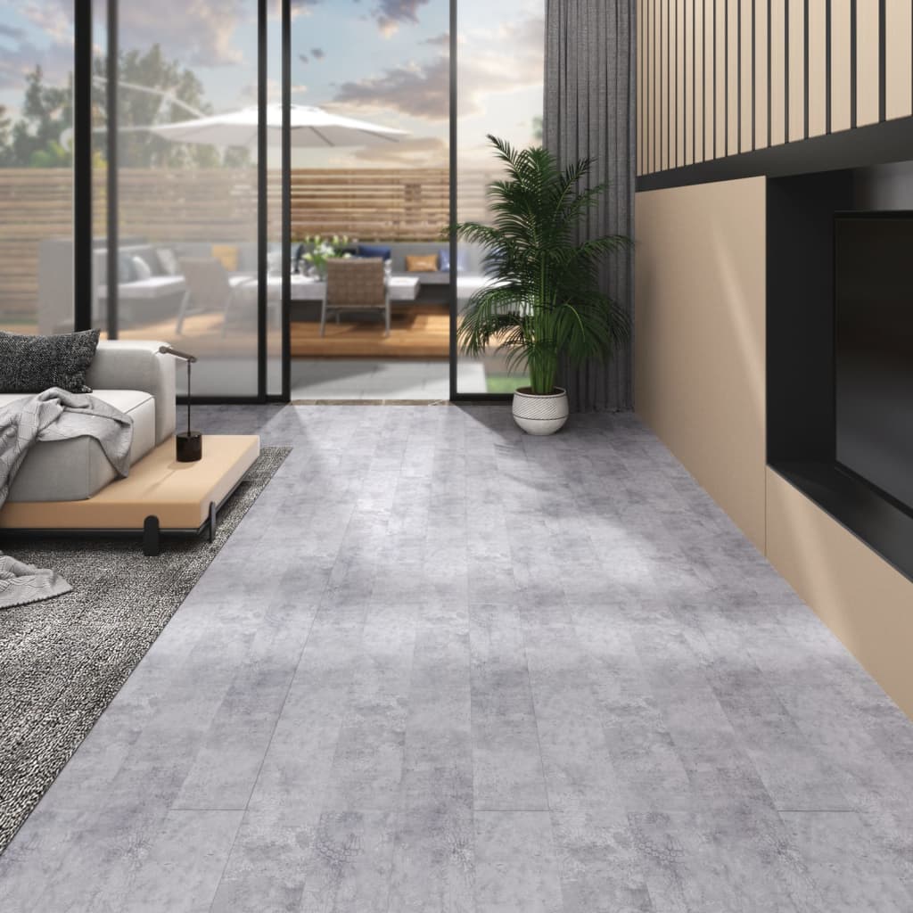 vidaXL PVC Flooring Planks 4.46 m² 3 mm Self-adhesive Cement Grey