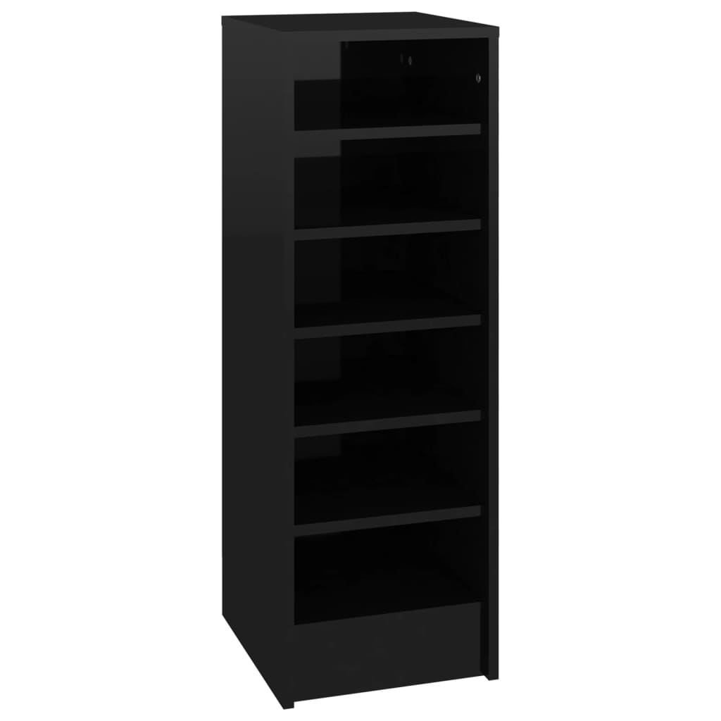 vidaXL Shoe Cabinet High Gloss Black 31.5x35x90 cm Engineered Wood