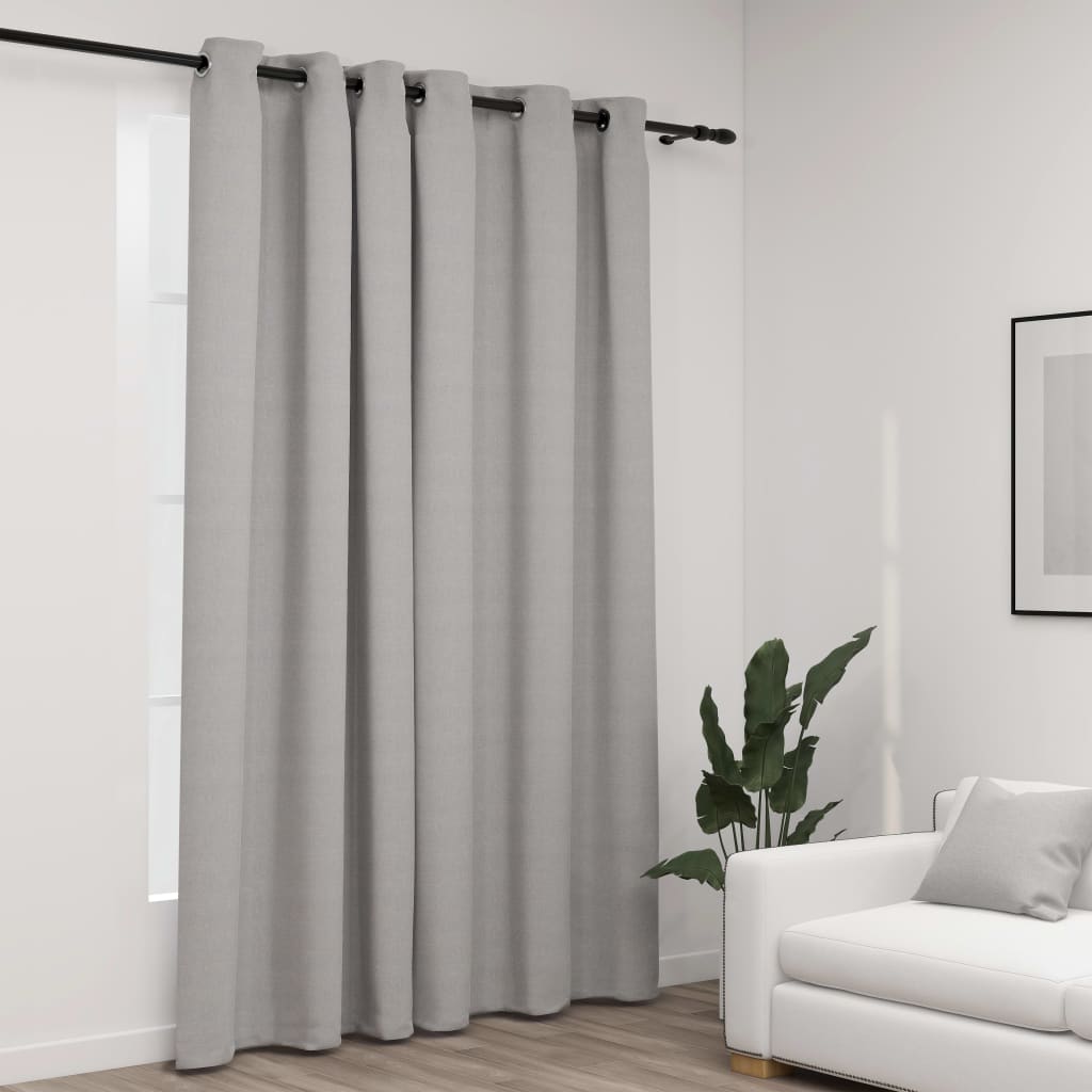 vidaXL Linen-Look Blackout Curtains with Grommets Grey 290x245cm