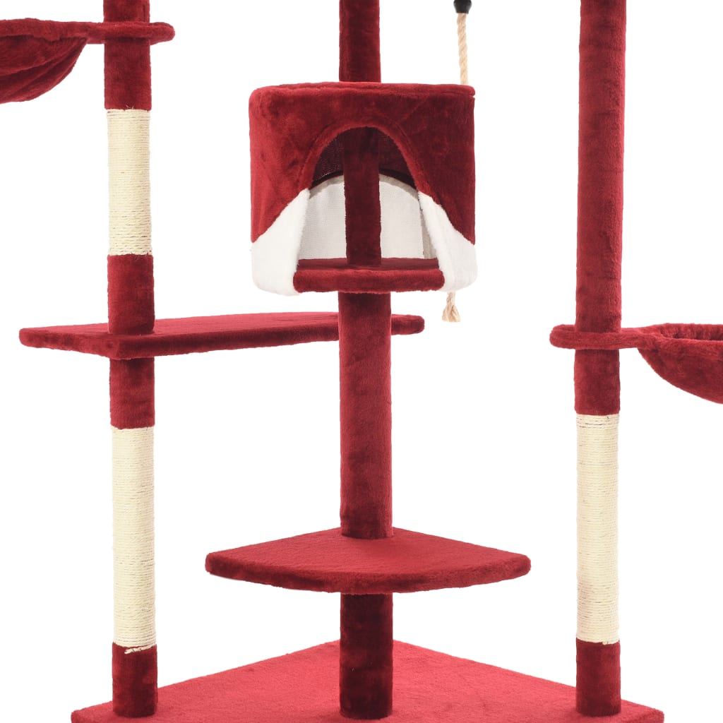 vidaXL Cat Tree with Sisal Scratching Posts 203 cm Red and White