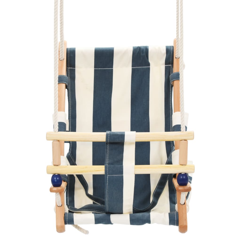 vidaXL Baby Swing with Safety Belt Cotton Wood Blue