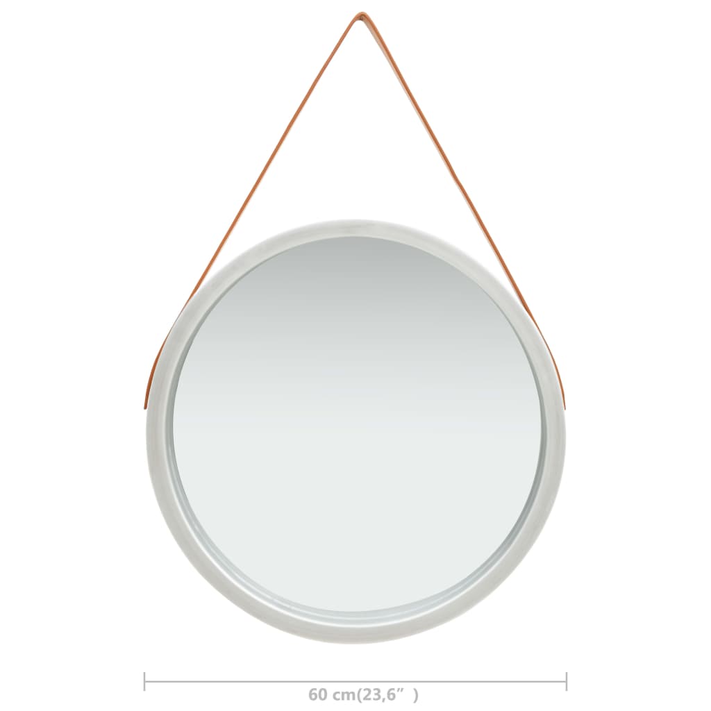 vidaXL Wall Mirror with Strap 60 cm Silver