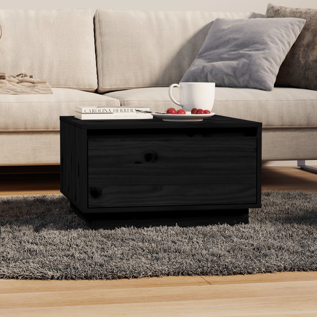 vidaXL Coffee Table Black 55x56x32 cm Solid Wood Pine