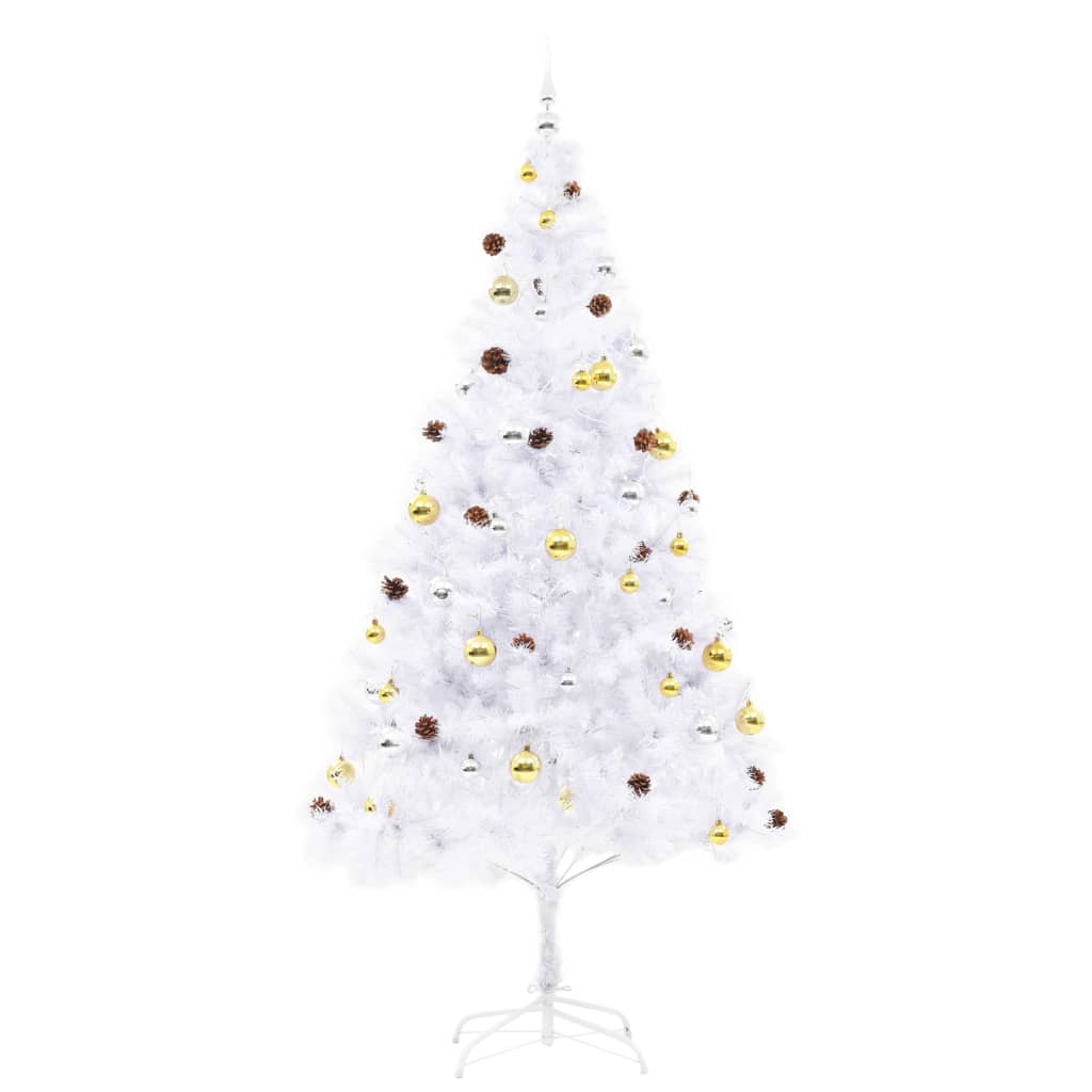 vidaXL Artificial Pre-lit Christmas Tree with Baubles White 210 cm