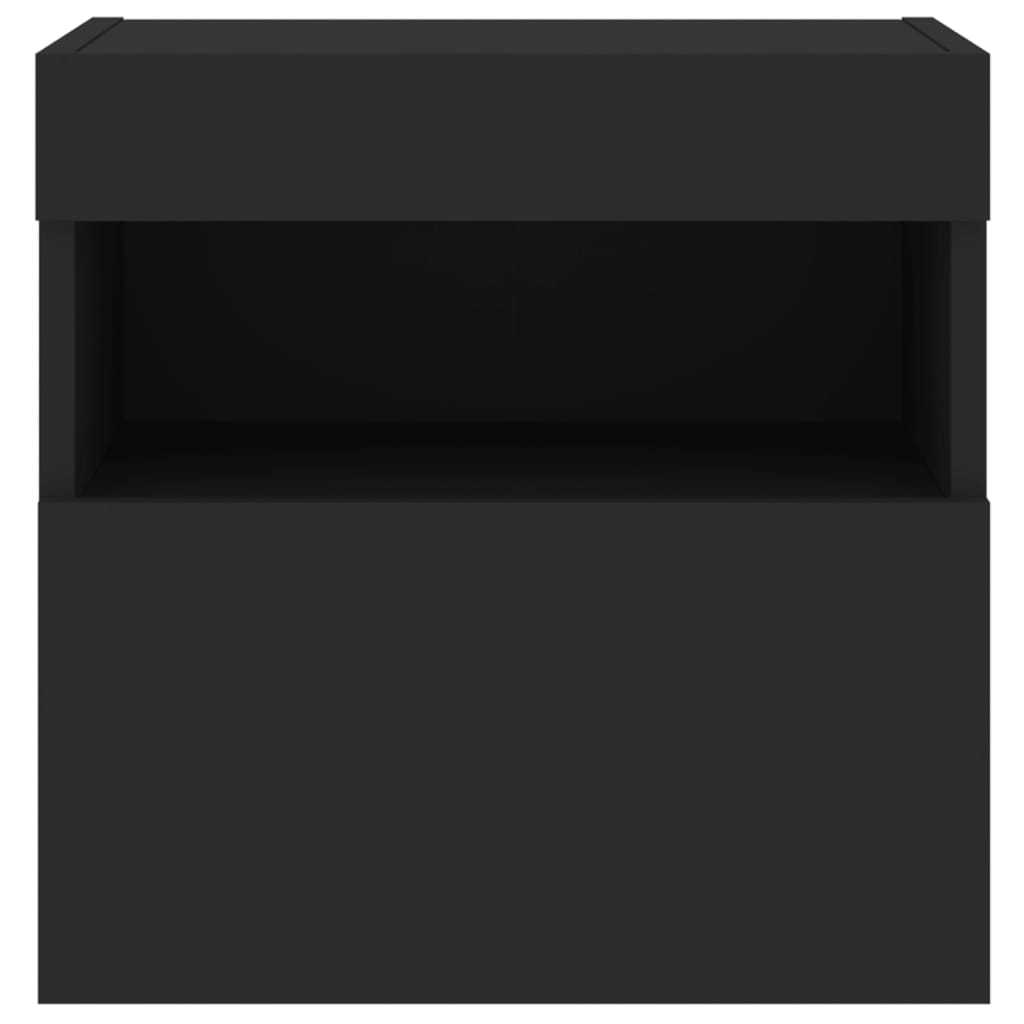 vidaXL TV Wall Cabinet with LED Lights Black 40x30x40 cm