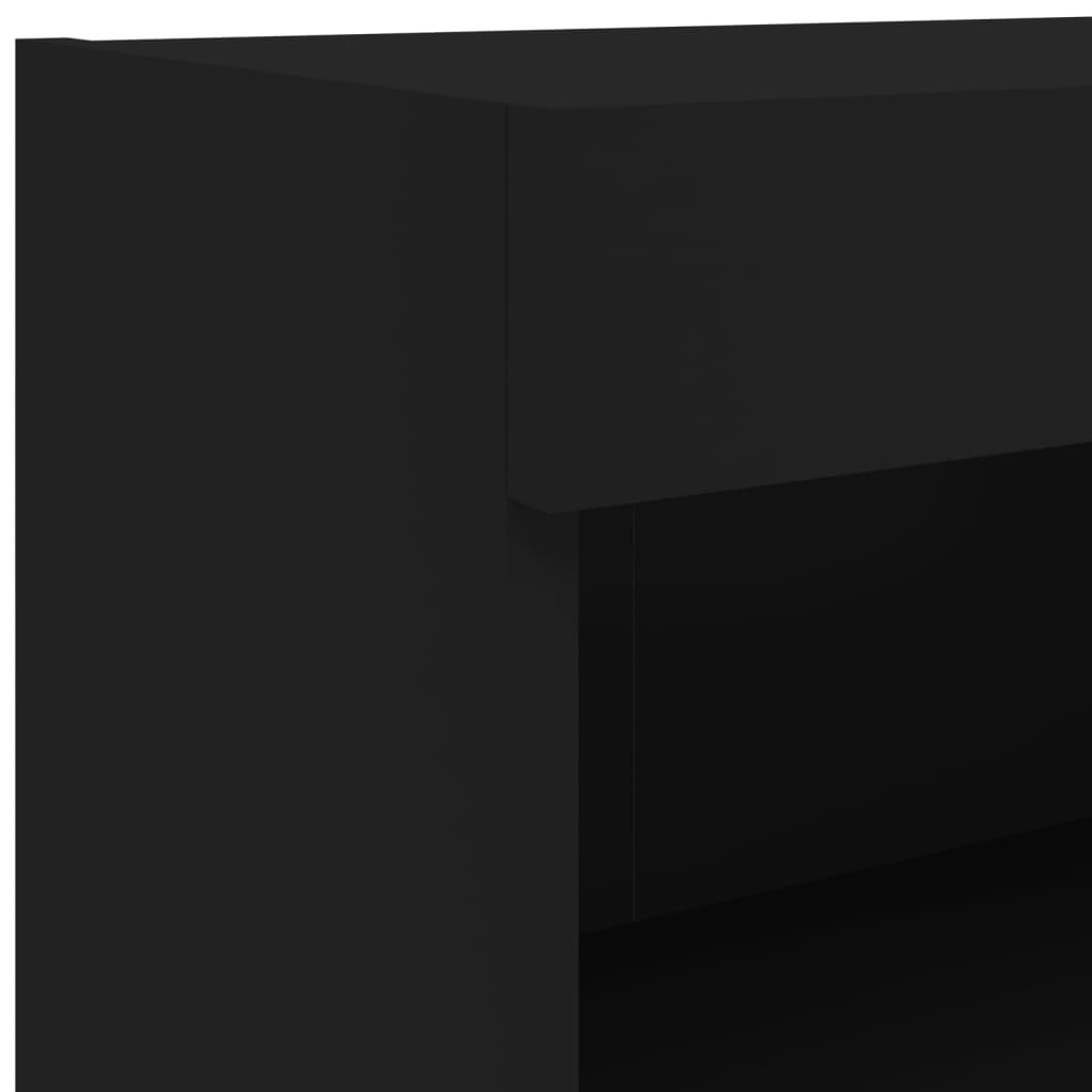 vidaXL 7 Piece TV Wall Cabinet Set with LED Lights Black
