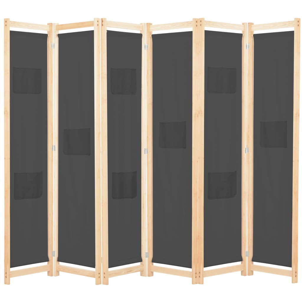 vidaXL 6-Panel Room Divider Grey 240x170x4 cm Fabric