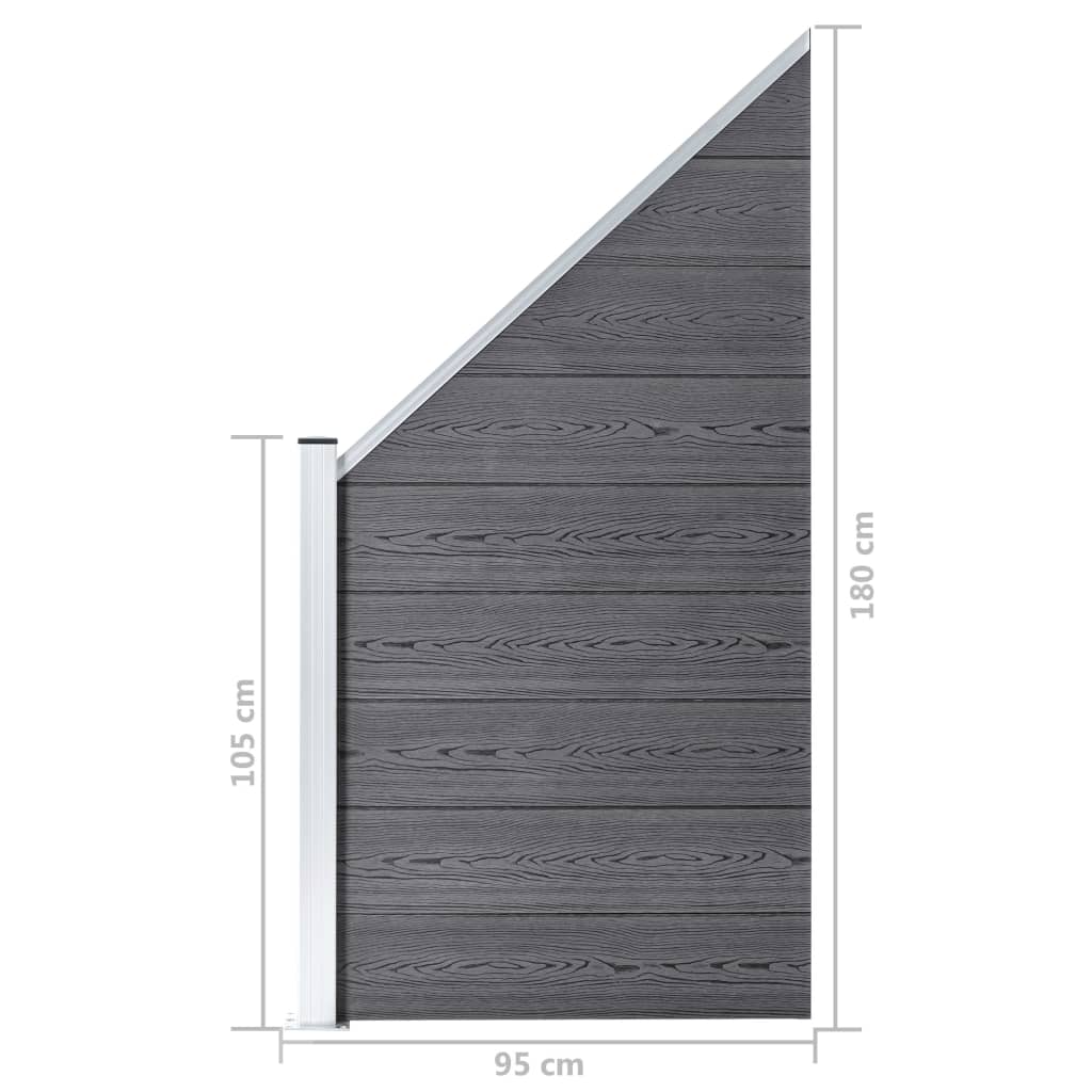 vidaXL WPC Fence Set 5 Square + 1 Slanted 965x186 cm Grey