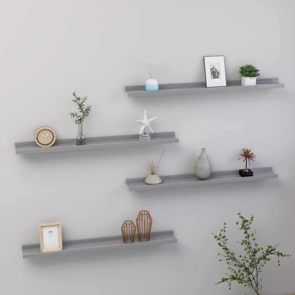vidaXL Wall Shelves 4 pcs Grey 80x9x3 cm