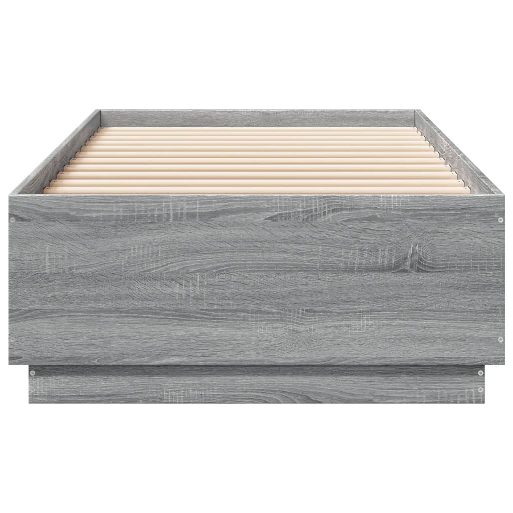 vidaXL Bed Frame with LED Lights Grey Sonoma 90x200 cm Engineered Wood