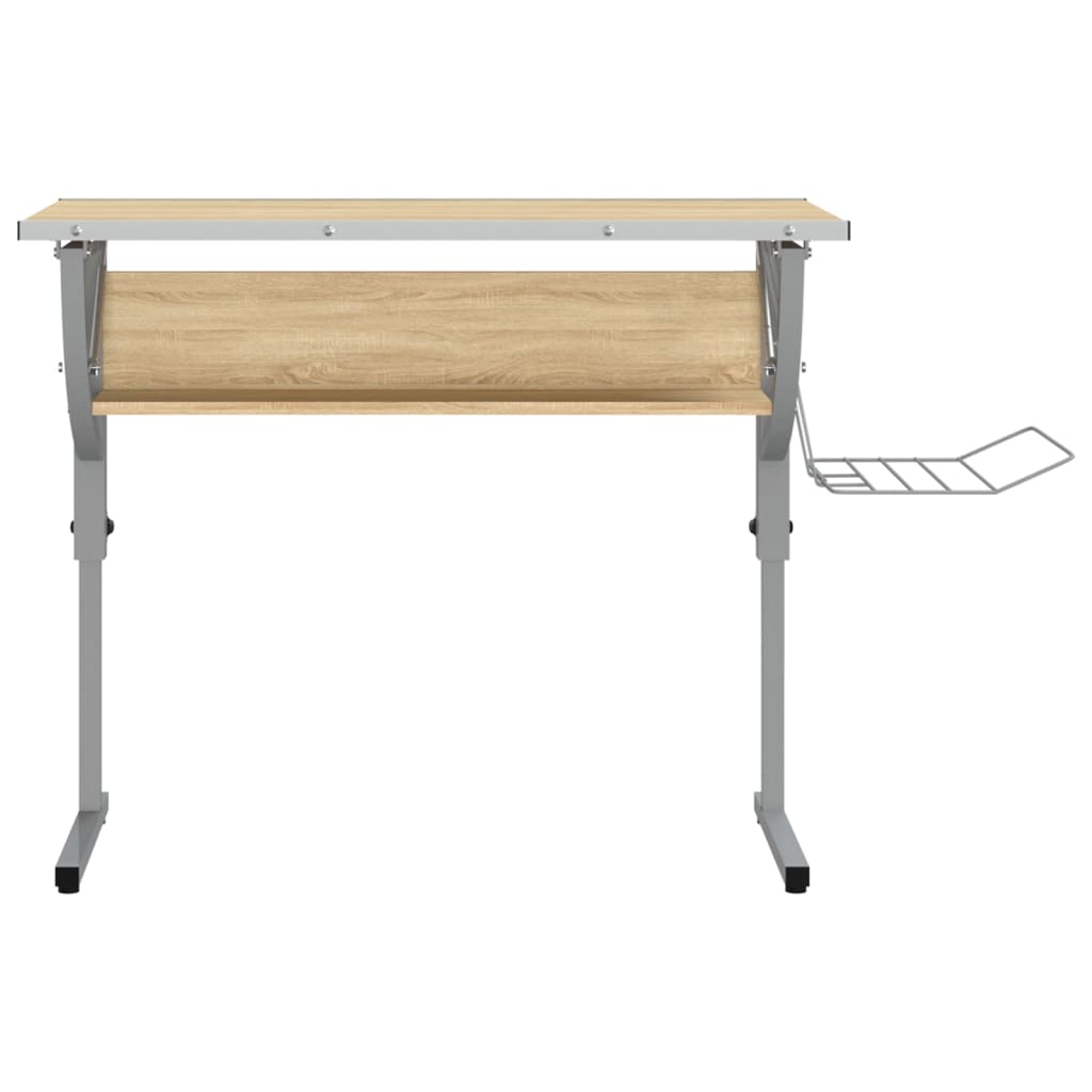 vidaXL Craft Desk Sonoma Oak&Grey 110x53x(58-87)cm Engineered Wood&Steel