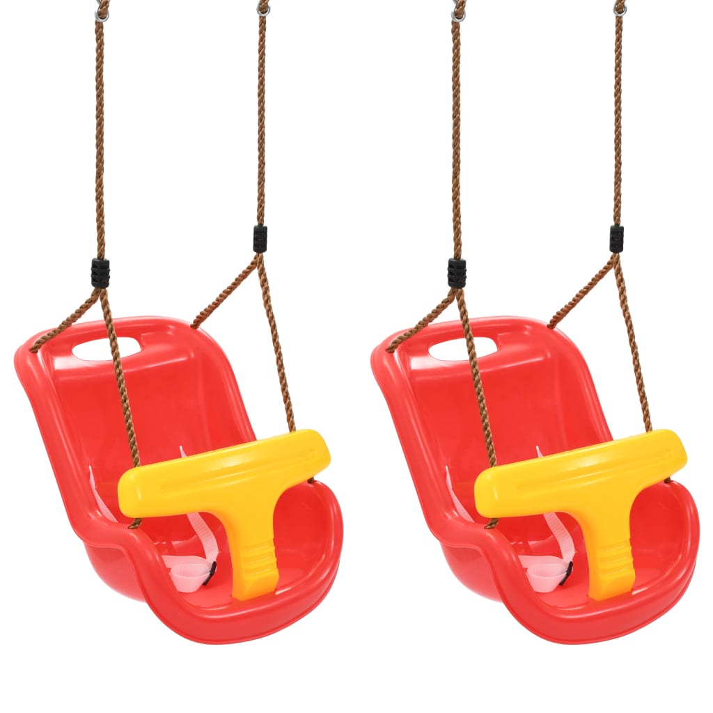 vidaXL Baby Swings 2 pcs with Safety Belt PP Red