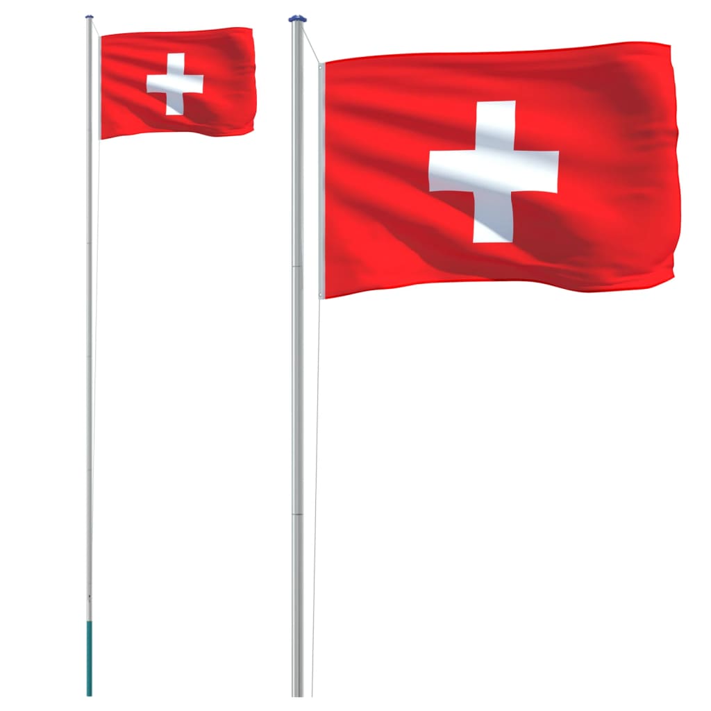 vidaXL Switzerland Flag and Pole 6.23 m Aluminium
