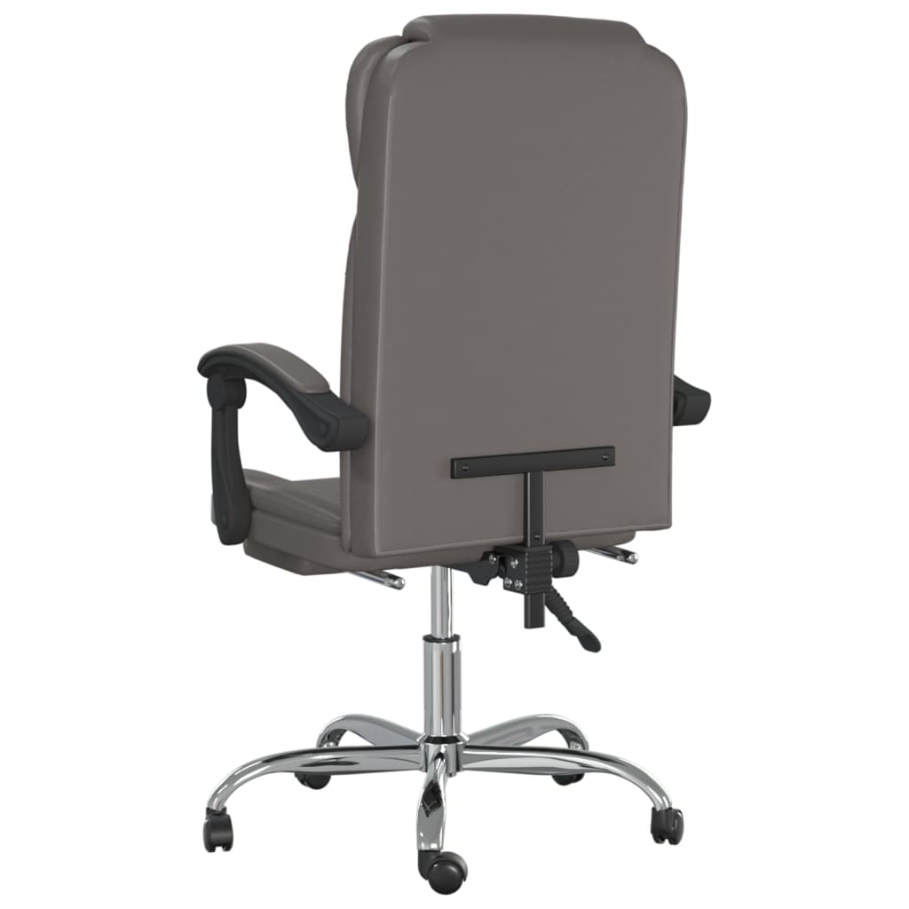 vidaXL Reclining Office Chair Grey Faux Leather