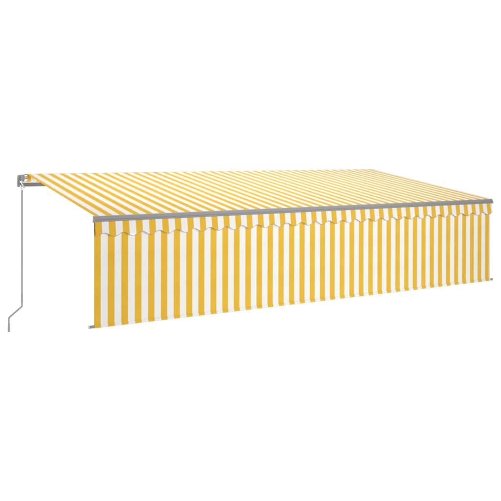vidaXL Manual Retractable Awning with Blind&LED 6x3m Yellow&White
