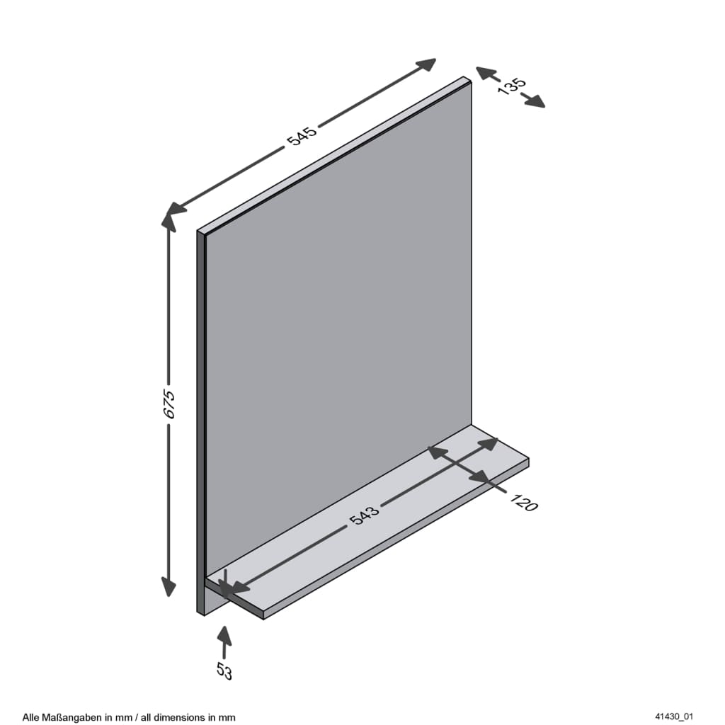 FMD Wall-mounted Mirror with Shelf 54.5x13.5x67.5 cm Artisan Oak