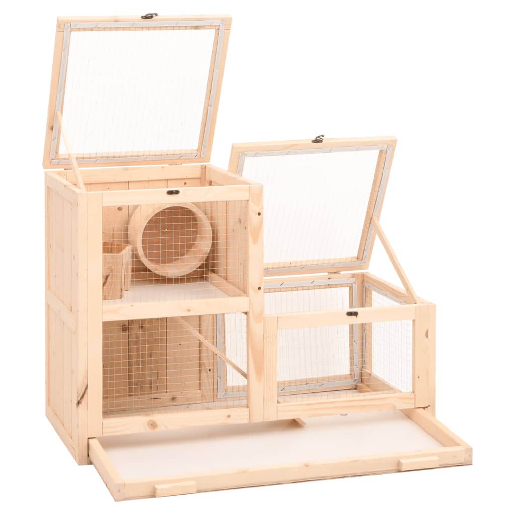 vidaXL Hamster Cage 81x40x60 cm Solid Wood Fir