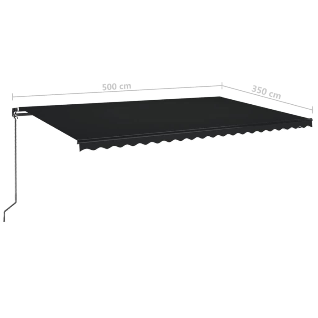 vidaXL Manual Retractable Awning 500x350 cm Anthracite