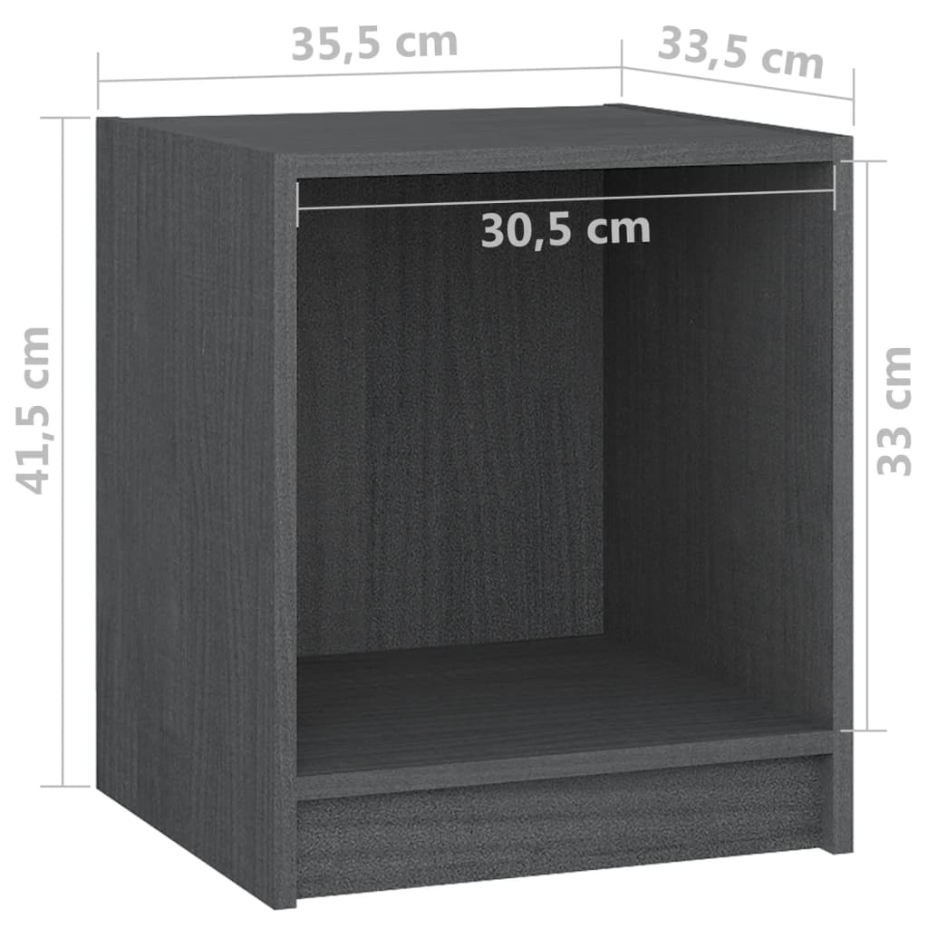 vidaXL Bedside Cabinets 2 pcs Grey 35.5x33.5x41.5 cm Solid Pinewood