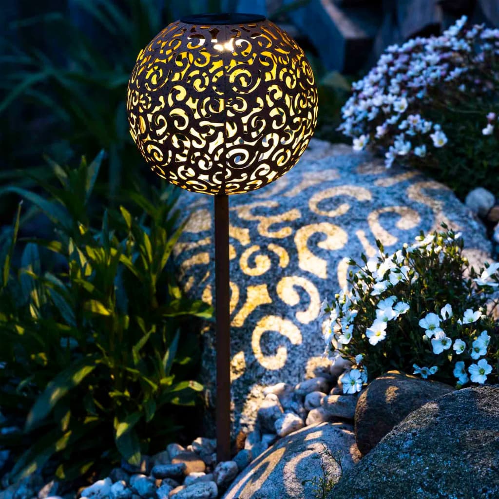 HI LED Solar Garden Ball Light 18 cm Metal Brown