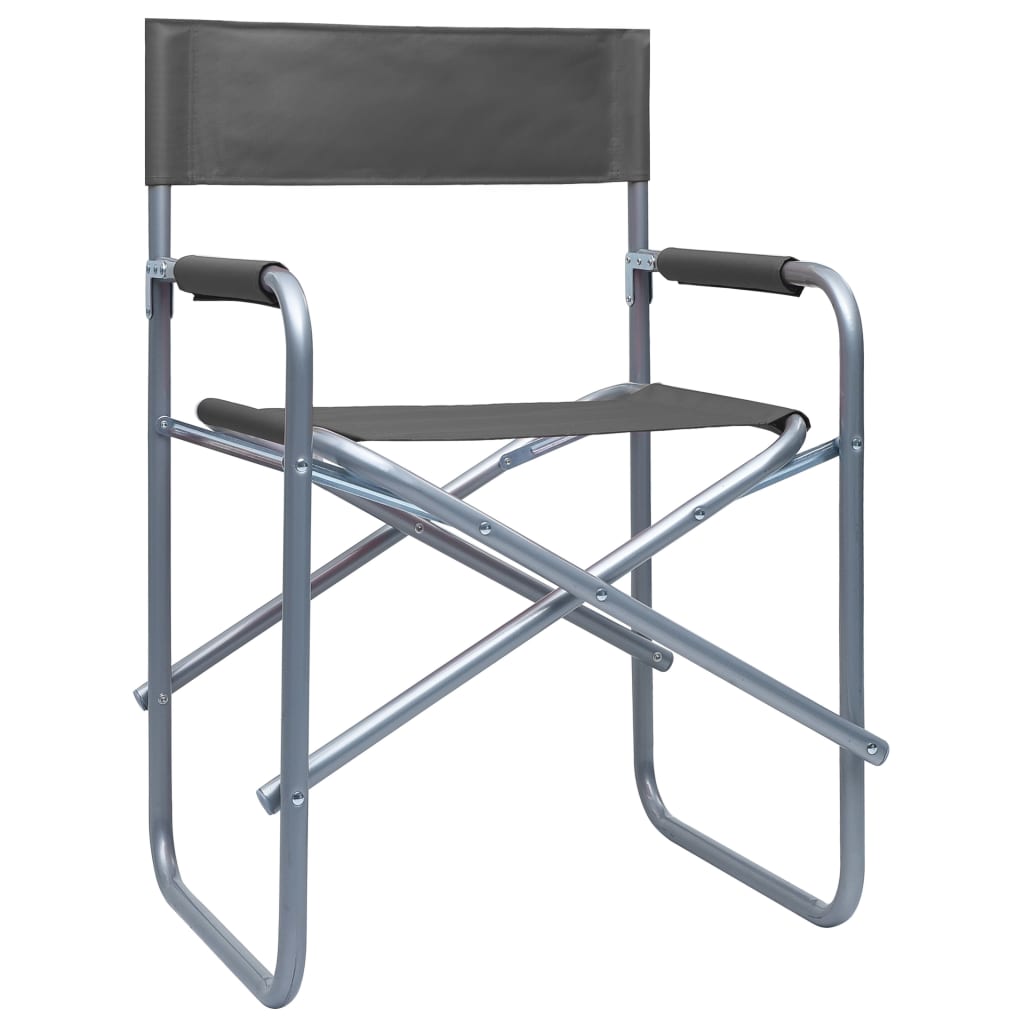 vidaXL Director's Chairs 2 pcs Steel Grey