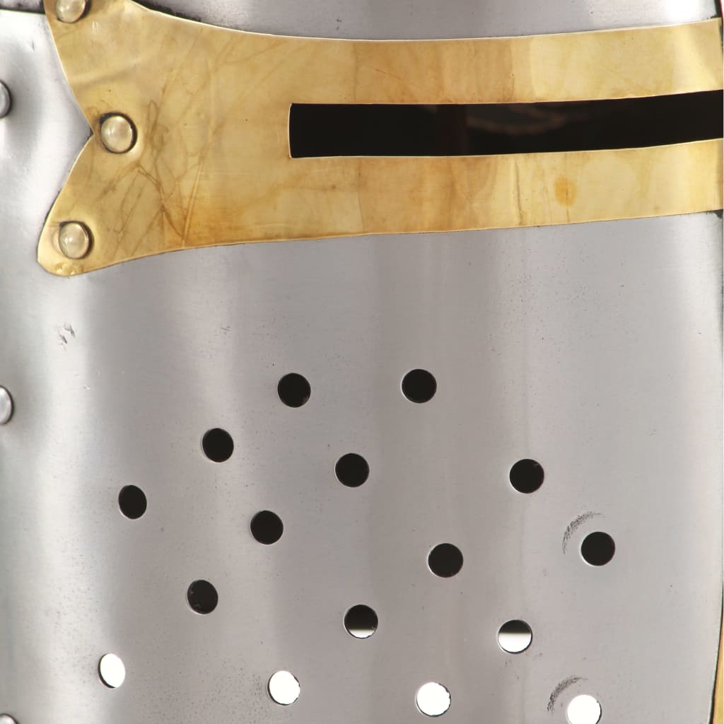 vidaXL Medieval Crusader Knight Helmet Replica LARP Silver Steel