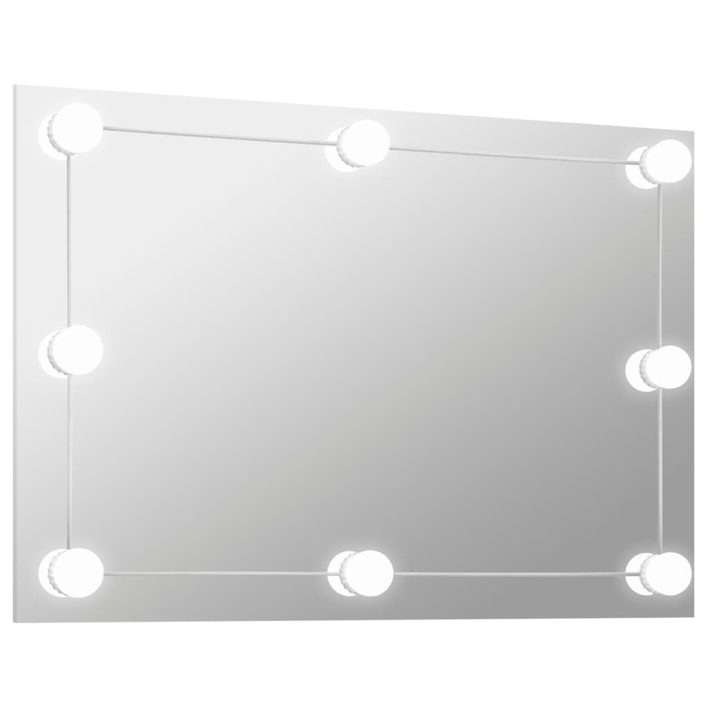 vidaXL Wall Frameless Mirror with LED Lights Rectangular Glass