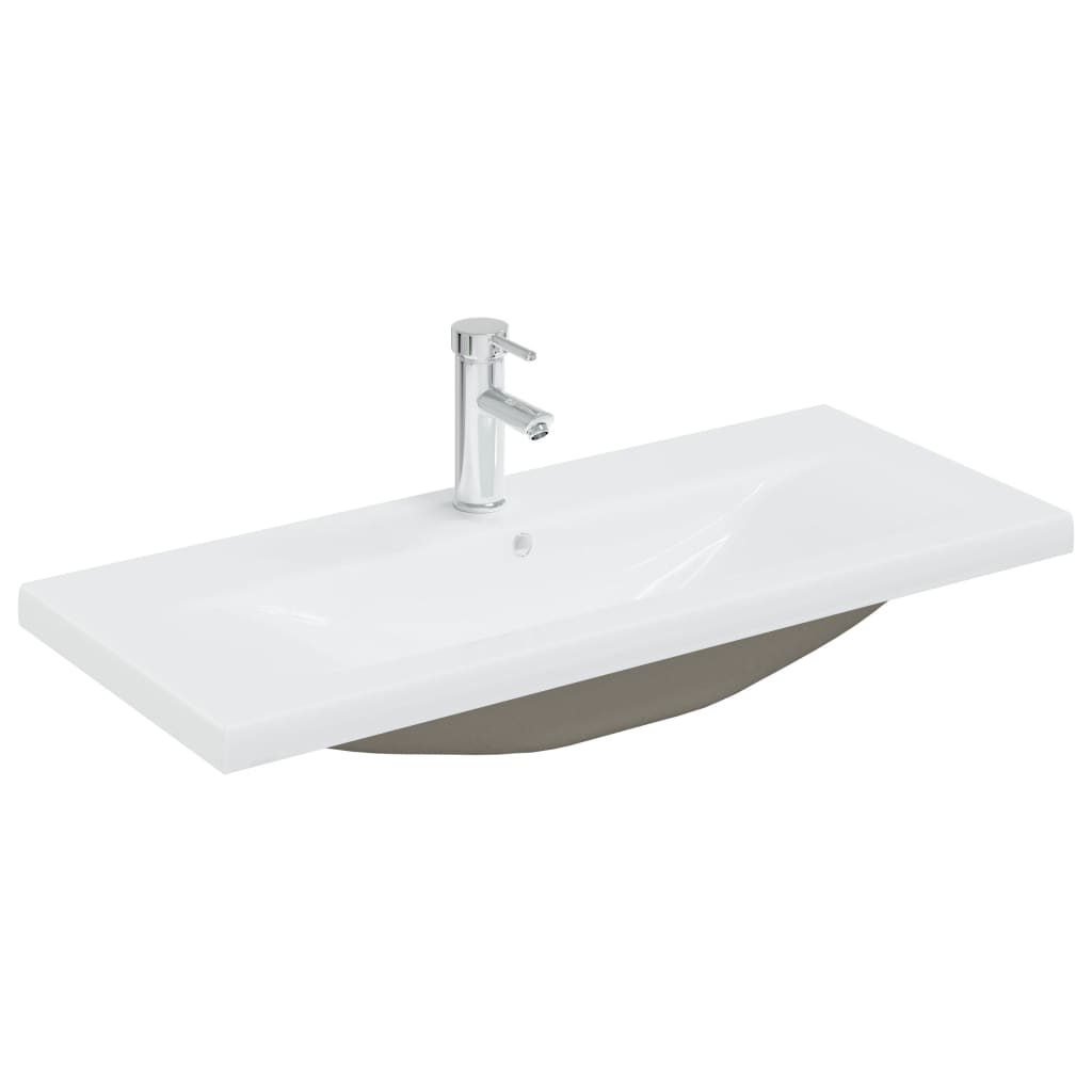 vidaXL Built-in Basin with Faucet 91x39x18 cm Ceramic White