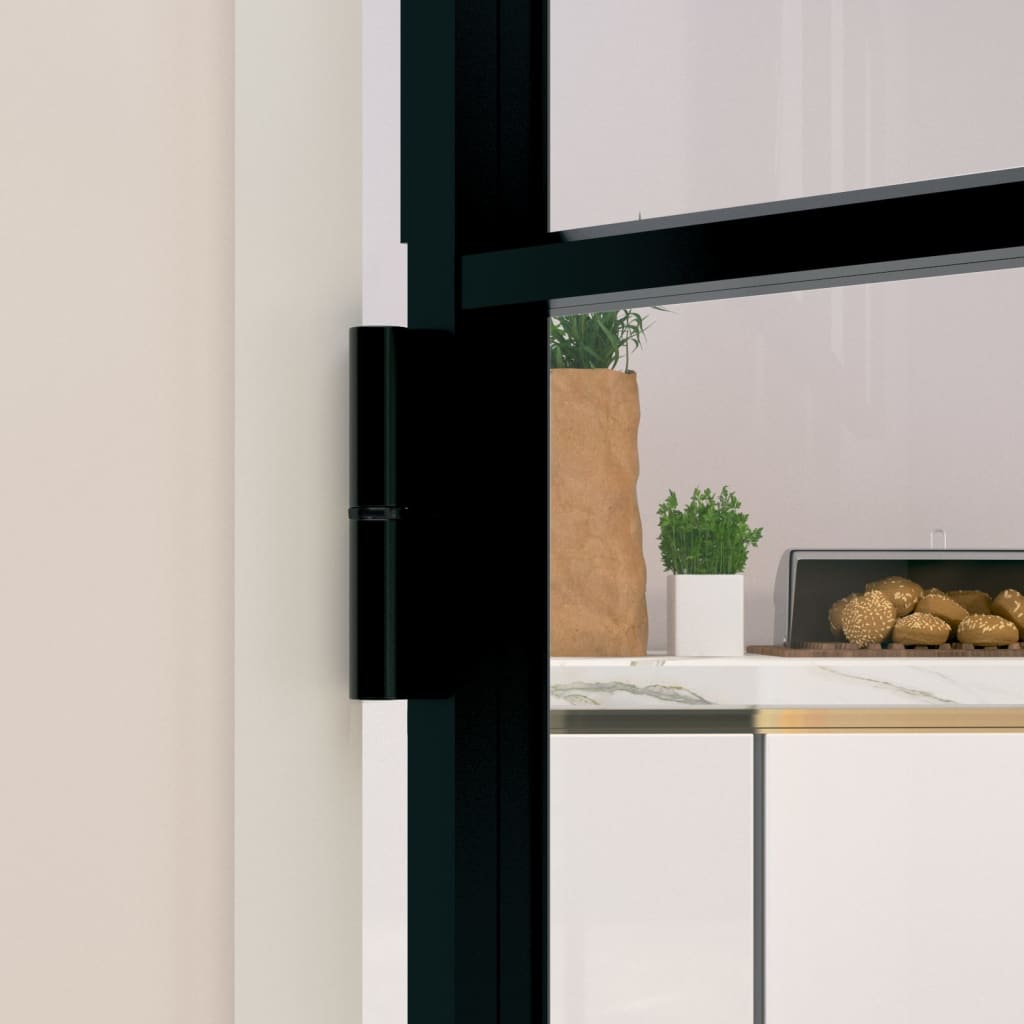 vidaXL Interior Door Black 102x201.5 cm Tempered Glass&Aluminium