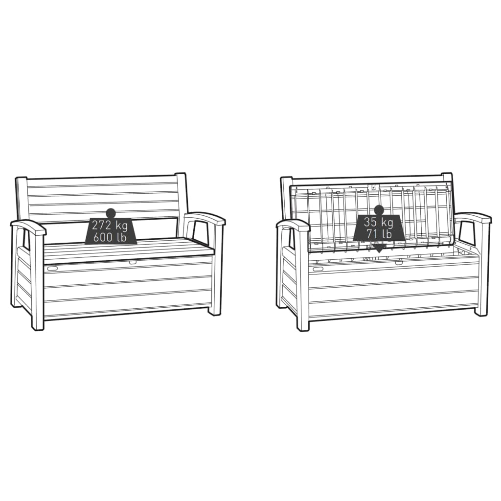 Keter 2-Seater Garden Bench with Storage Box Hudson 227 L Grey