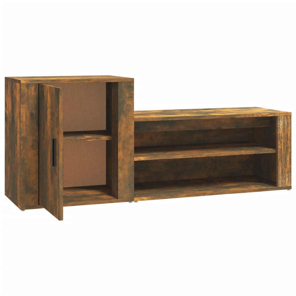 vidaXL Shoe Cabinet Smoked Oak 130x35x54 cm Engineered Wood